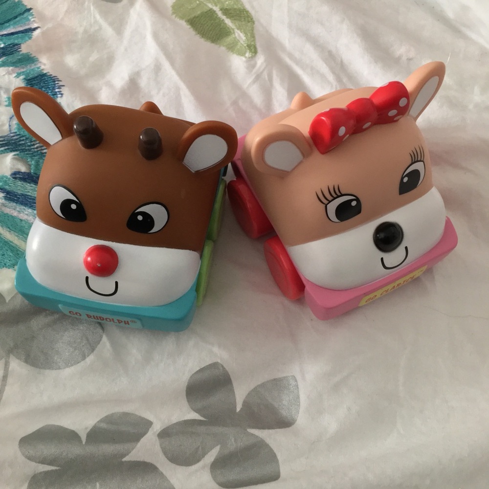 Rudolph & Clarice push cars by Infantino in excellent clean condition